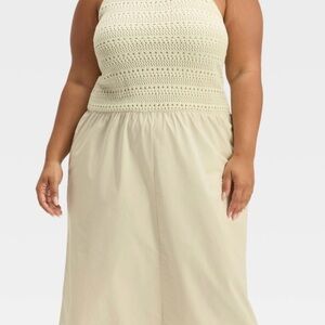 New Women's Drop Waist Maxi Sweater Dress - Universal Thread™ Tan XXL retail $38
